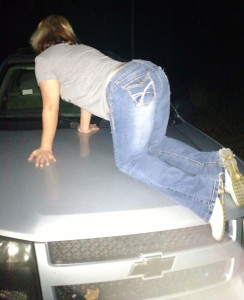 crawling on truck